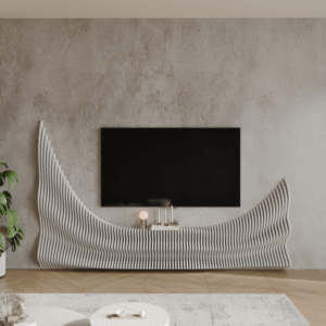 Parametric shelf under TV. Parametric wall. Parametric TV shelf.