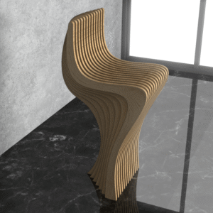 Parametric bar chair. Wooden parametric chair.