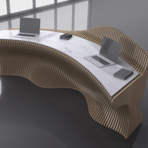 Parametric working dest. Parametric reception desk. Parametric design.