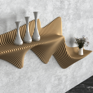 Parametric shelf. Wooden parametric shelf.