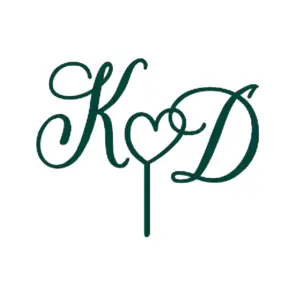 Cake Topper - Letters K and D with the heart between.