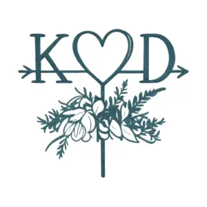 Cake Topper - Heart and letters. Wedding Topper.
